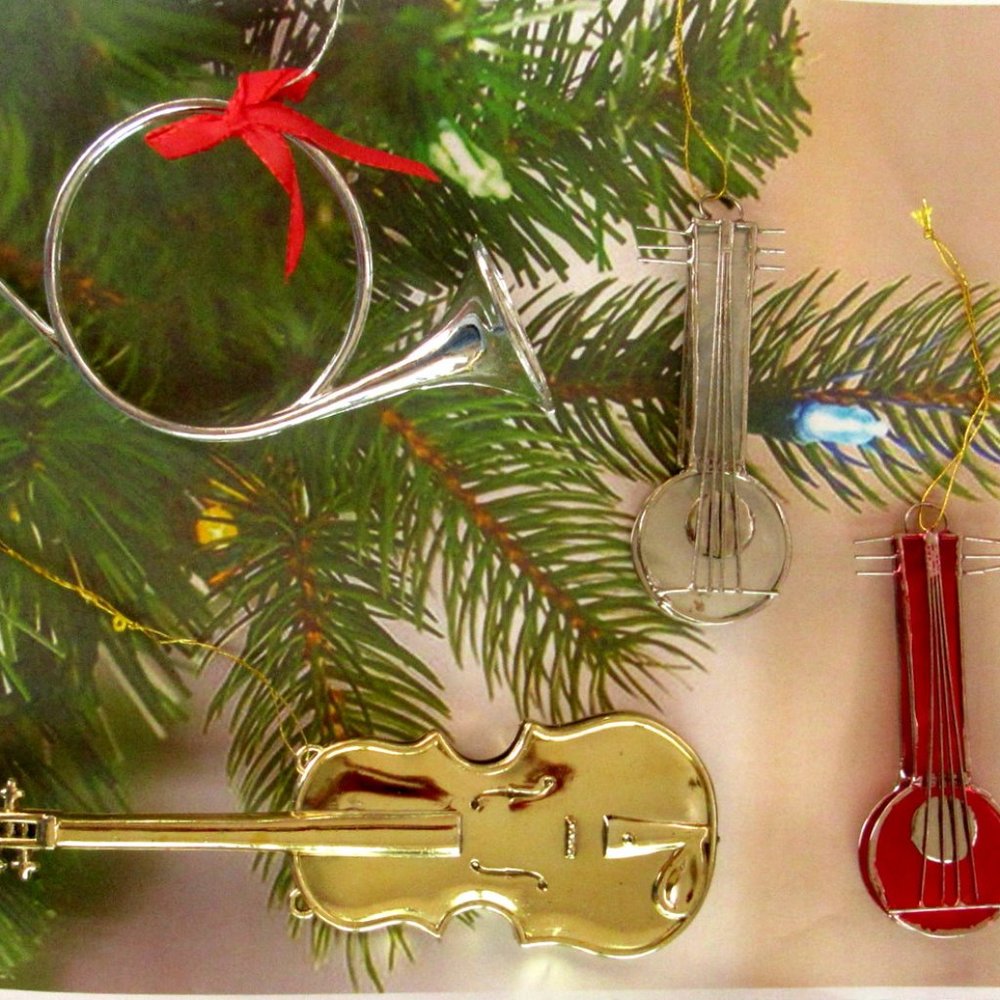 Vintage musical instrument Christmas ornament lot